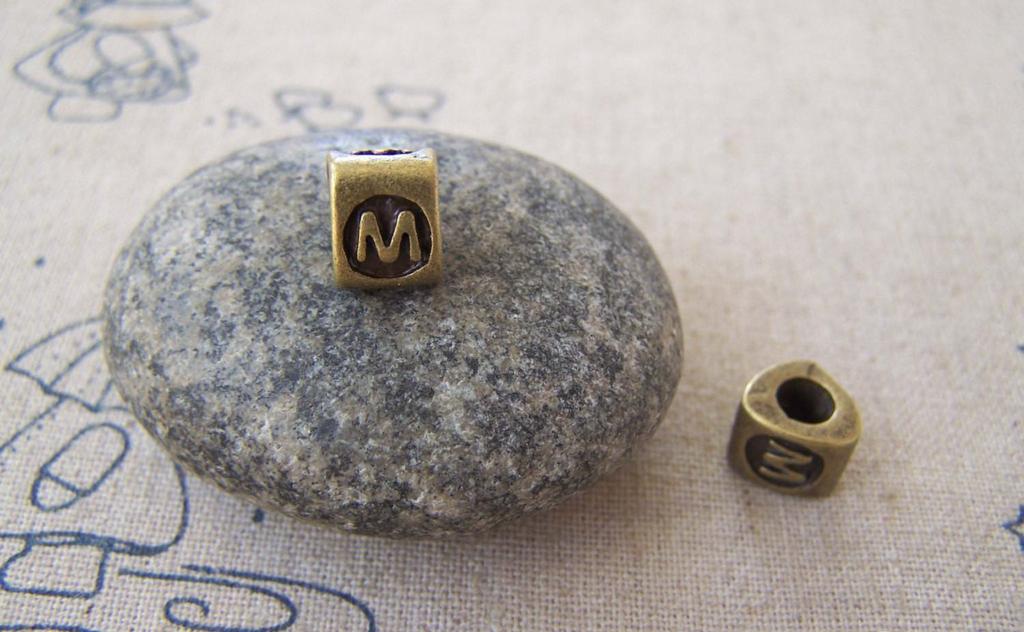 Accessories - 10 Pcs Of Antique Bronze Letter W/M Bead Charms 7x8mm A5257