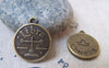Accessories - 10 Pcs Of Antique Bronze Libra The Balance Scale Constellation Round Charms 18mm A1934