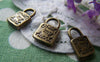 Accessories - 10 Pcs Of Antique Bronze Lock Charms Double Sided 14.5x19.5mm A502