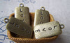 Accessories - 10 Pcs Of Antique Bronze Love Rectangular Charms Pendants 13x25mm A3002