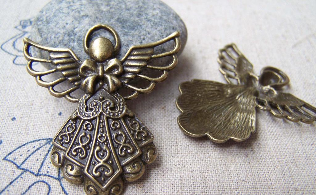 Accessories - 10 Pcs Of Antique Bronze Lovely Angel Charms Pendants 24x38mm A1595