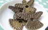 Fairy, Wings & Feathers - 10 pcs Antique Bronze Angel Pendants Connectors 36x44mm A687