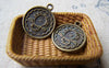Accessories - 10 Pcs Of Antique Bronze Lovely Angel Round Charms 16mm A555