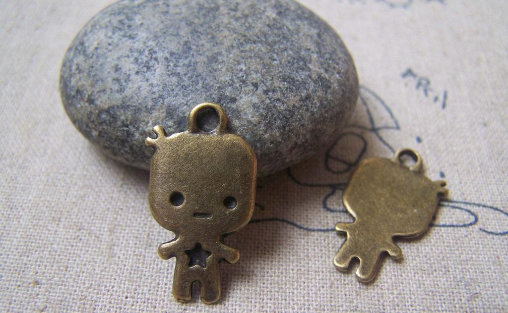 Accessories - 10 Pcs Of Antique Bronze Lovely Baby Child Charms 14x24mm A4862