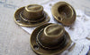 Accessories - 10 Pcs Of Antique Bronze Lovely Cowboy Hat Charms 23x30mm A2390