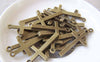 Accessories - 10 Pcs Of Antique Bronze Lovely Cross Charms 14x30mm A1352