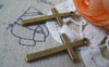 Accessories - 10 Pcs Of Antique Bronze Lovely Cross Charms 14x30mm A1352