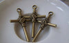 Accessories - 10 Pcs Of Antique Bronze Lovely Cross Charms 25x40mm A4376