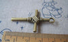 Accessories - 10 Pcs Of Antique Bronze Lovely Cross Charms 25x40mm A4376
