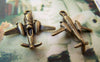 Accessories - 10 Pcs Of Antique Bronze Lovely Fighter Plane Charms 23mm A945