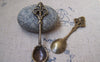Accessories - 10 Pcs Of Antique Bronze Lovely Flower Spoon Charms 14x60mm A3061