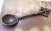 Accessories - 10 Pcs Of Antique Bronze Lovely Flower Spoon Charms 14x60mm A3061