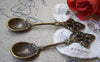 Accessories - 10 Pcs Of Antique Bronze Lovely Flower Spoon Charms 14x60mm A3061