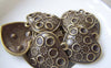 Accessories - 10 Pcs Of Antique Bronze Lovely Heart Charms 23x24mm A4540