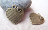 Accessories - 10 Pcs Of Antique Bronze Lovely Heart Charms Double Sided 20mm A541
