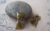 Accessories - 10 Pcs Of Antique Bronze Lovely Kitten Cat Charms 11x24mm A4820