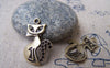Accessories - 10 Pcs Of Antique Bronze Lovely Kitten Flat Cat Charms 16x22mm A3414