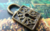 Accessories - 10 Pcs Of Antique Bronze Lovely Lock Charms 15x26mm A2060