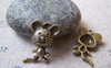 Accessories - 10 Pcs Of Antique Bronze Lovely Mouse Charms 13x20mm A5651