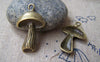 Accessories - 10 Pcs Of Antique Bronze Lovely Mushroom Charms 17x24mm A1814