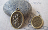 Accessories - 10 Pcs Of Antique Bronze Lovely Oval Pendant Charms 16x26mm A4385