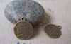 Accessories - 10 Pcs Of Antique Bronze Lovely Round Flower Pendant Charms 17x20mm A2211