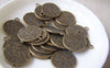 Accessories - 10 Pcs Of Antique Bronze Lovely Round Flower Pendant Charms 17x20mm A2211