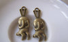 Accessories - 10 Pcs Of Antique Bronze Lovely Shy Rabbit Charms 11x35mm A3600