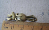 Accessories - 10 Pcs Of Antique Bronze Lovely Shy Rabbit Charms 11x35mm A3600