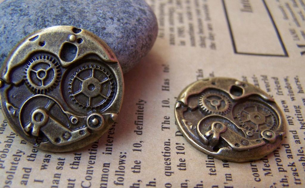 Accessories - 10 Pcs Of Antique Bronze Mechanical Watch Clock Pendants 25mm A1448