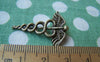 Accessories - 10 Pcs Of Antique Bronze Medical Symbol Mercurial Staff With Winged Snakes Charms 20x30mm A1458