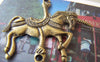 Accessories - 10 Pcs Of Antique Bronze Merry Go Round Unicorn Horse Pendant Charms Connector 42x42mm A5237