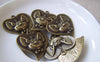Accessories - 10 Pcs Of Antique Bronze Mouse Heart Charms 24x25mm A3961