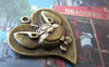 Accessories - 10 Pcs Of Antique Bronze Mouse Heart Charms 24x25mm A3961
