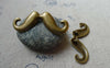 Accessories - 10 Pcs Of Antique Bronze Moustache Pendant Charms Two Loops 16x44mm A5571
