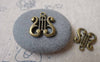 Accessories - 10 Pcs Of Antique Bronze Musice Instrument Harp Charms 15x17mm A7036