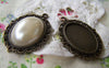 Accessories - 10 Pcs Of Antique Bronze Oval Cameo Base Settings Match 18x25mm Cabochon A3397