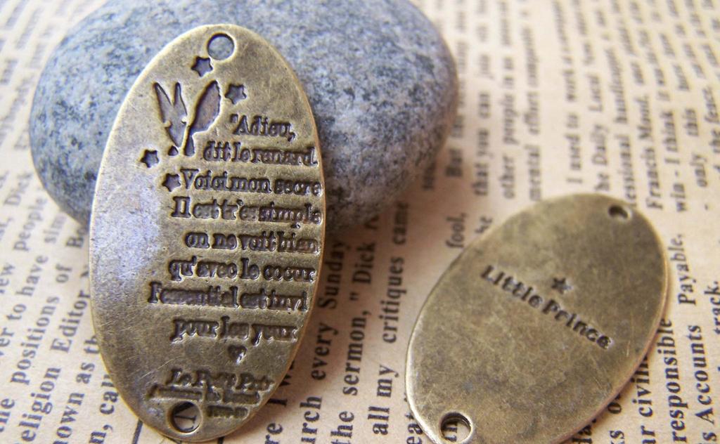 Accessories - 10 Pcs Of Antique Bronze Oval Connector Charms 20x35mm A1591