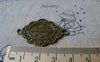 Accessories - 10 Pcs Of Antique Bronze Oval Connector Charms 25x40mm A5359