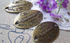 Accessories - 10 Pcs Of Antique Bronze Oval Embossed Handmade Connector Charms 19x32mm A515
