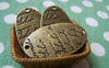 Accessories - 10 Pcs Of Antique Bronze Oval Handwriting Connector Charms 19x34mm A482