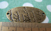 Accessories - 10 Pcs Of Antique Bronze Oval Handwriting Connector Charms 19x34mm A482