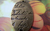 Accessories - 10 Pcs Of Antique Bronze Oval Handwriting Connector Charms 19x34mm A482