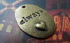 Letters & Numbers - 10 pcs Antique Bronze Always Heart Oval Charms 18x25mm A1597