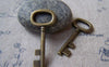 Accessories - 10 Pcs Of Antique Bronze Oval Skeleton Key Pendants Charms 18x42mm A5611