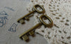 Accessories - 10 Pcs Of Antique Bronze Oval Skeleton Key Pendants Charms 18x42mm A5611