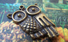 Accessories - 10 Pcs Of Antique Bronze Owl Charms 24x35mm A4812