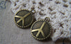 Accessories - 10 Pcs Of Antique Bronze Peace Symbol Charms 15mm A4880