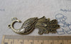 Accessories - 10 Pcs Of Antique Bronze Peacock Pendants Charms 21x61mm A7301