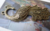 Accessories - 10 Pcs Of Antique Bronze Peacock Pendants Charms 21x61mm A7301